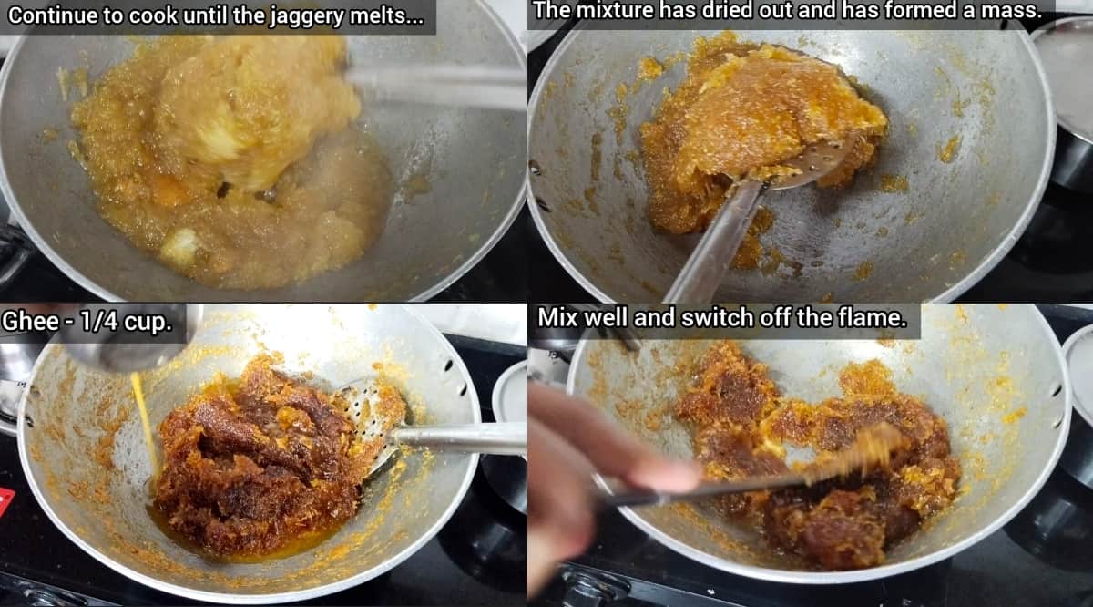 detailed step by step images on how to make mangalorean kashi halwa at home 