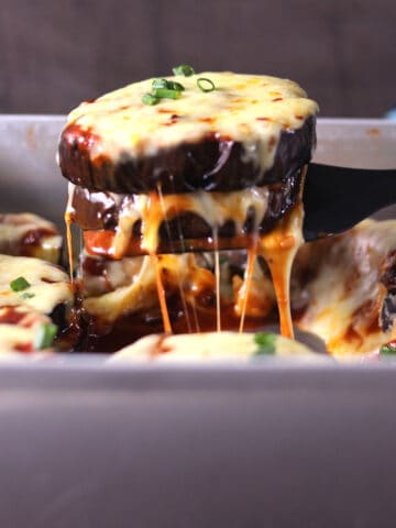 easy, low carb, and healthy, best cheesy eggplant casserole recipe - vegetarian