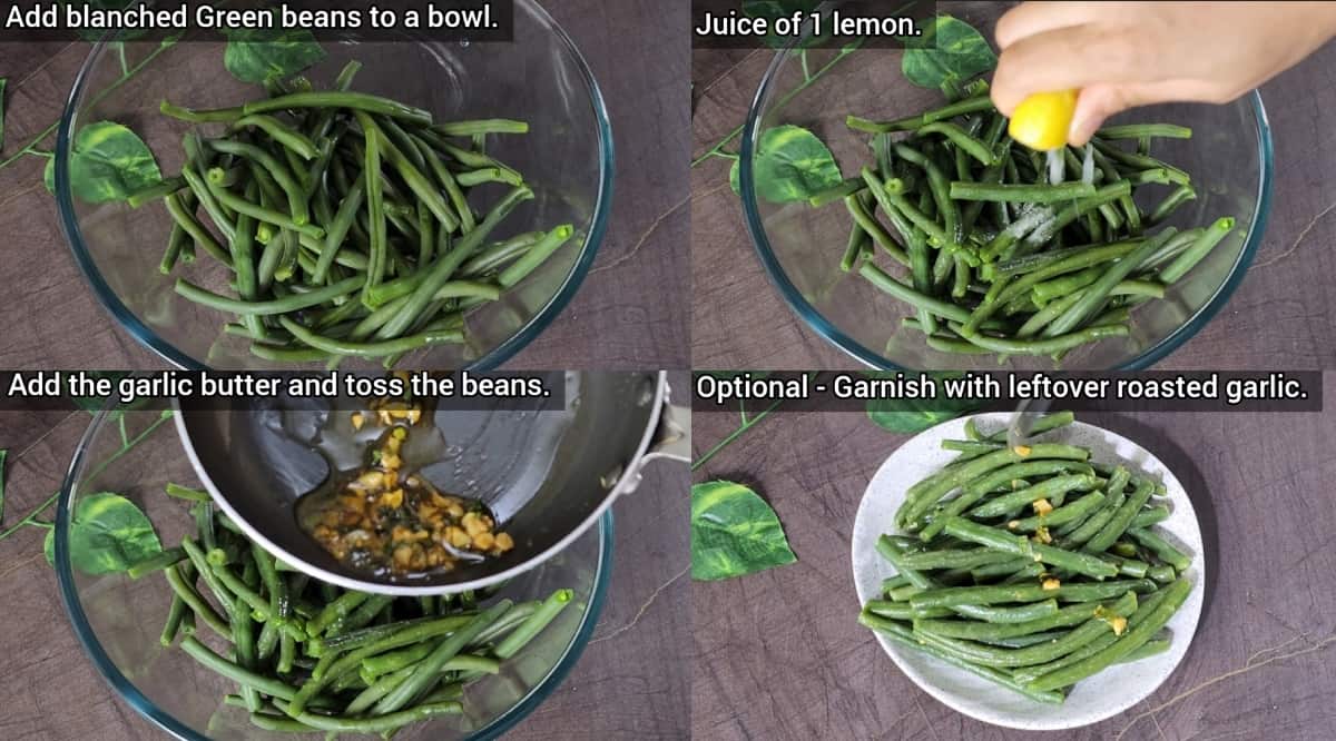 step by step images on lemon garlic butter green beans 