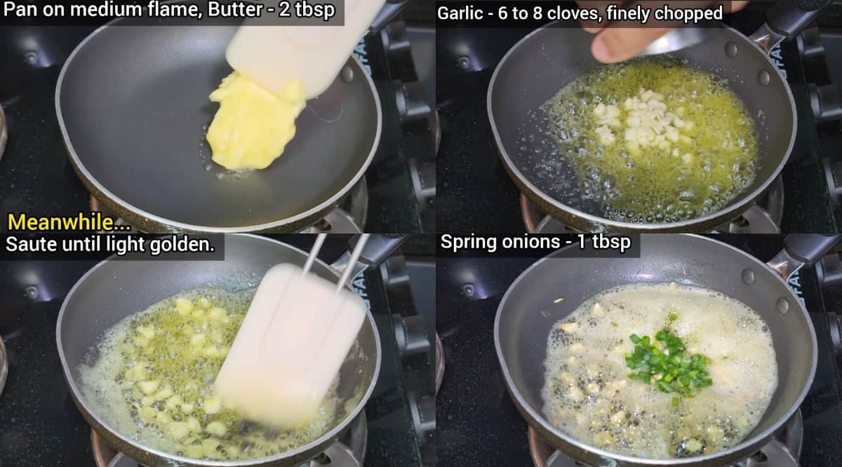 step by step images on making of garlic butter