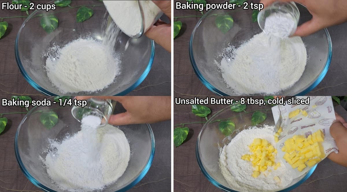 Mixing of dry ingredients to make biscuits
