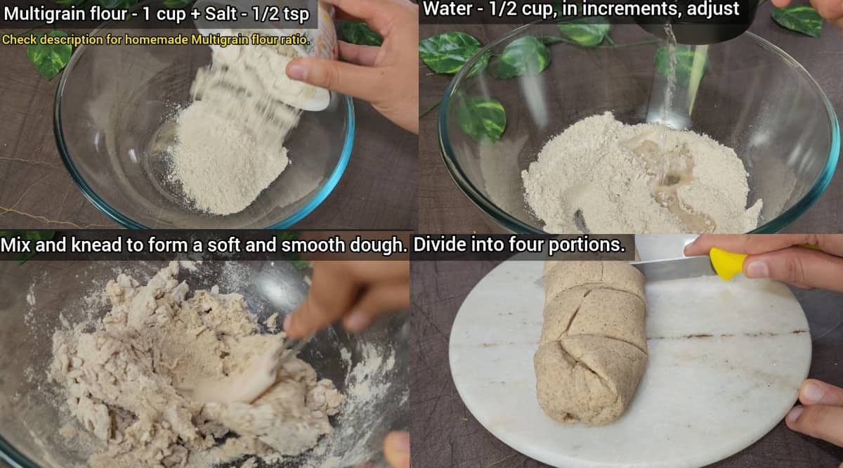 making of dough for multigrain roti
