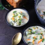 simple, easy creamy bowl of broccoli cheddar soup #souprecipe #christmasrecipes #holidaydinner