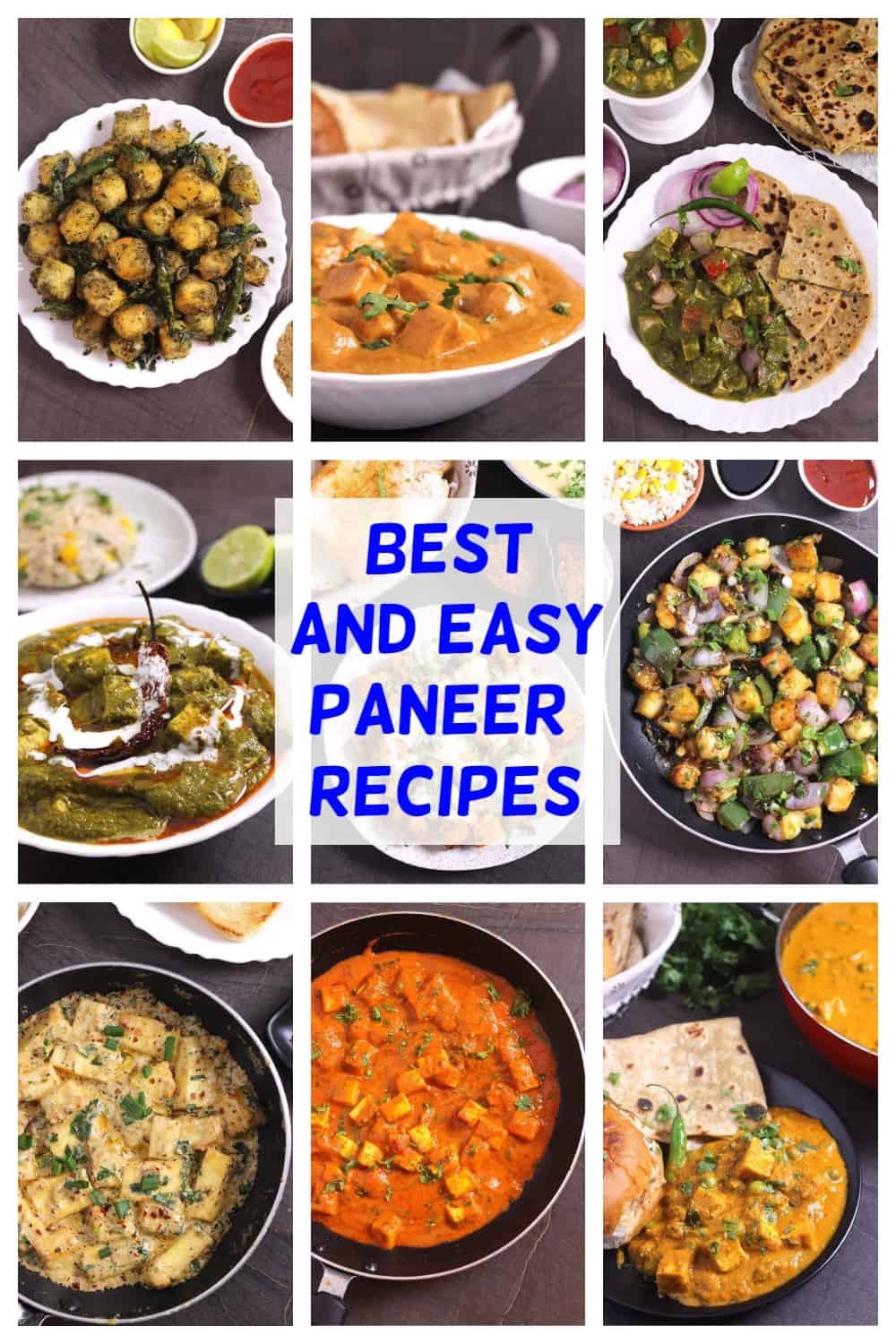 best, simple, easy paneer recipes for breakfast, lunch, dinner, snacks - butter masala, matar paneer