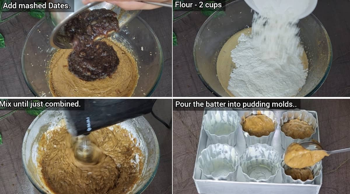 Pour the pudding batter into moulds, cups or bread loaf pan