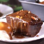 best sticky date pudding cake dessert with butterscotch sauce and ice cream, English toffee pudding
