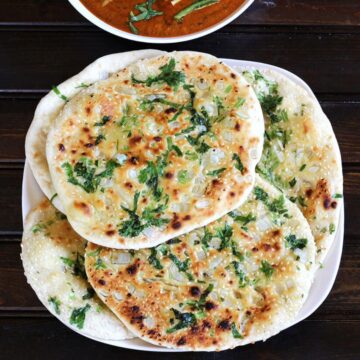 Quick and easy kulcha flatbread recipe without using yeast.