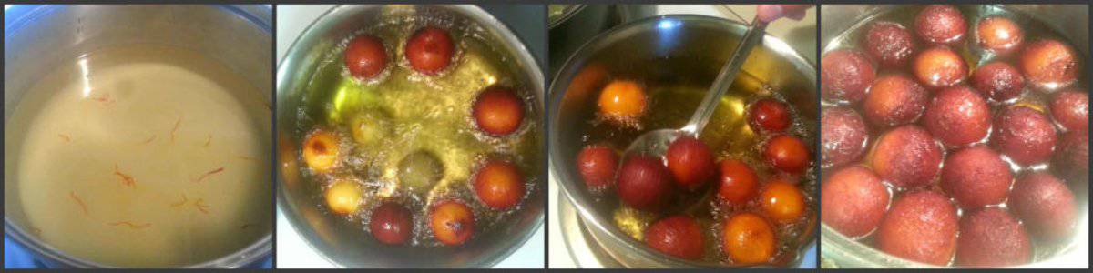 Step showing frying of gulab jamun.