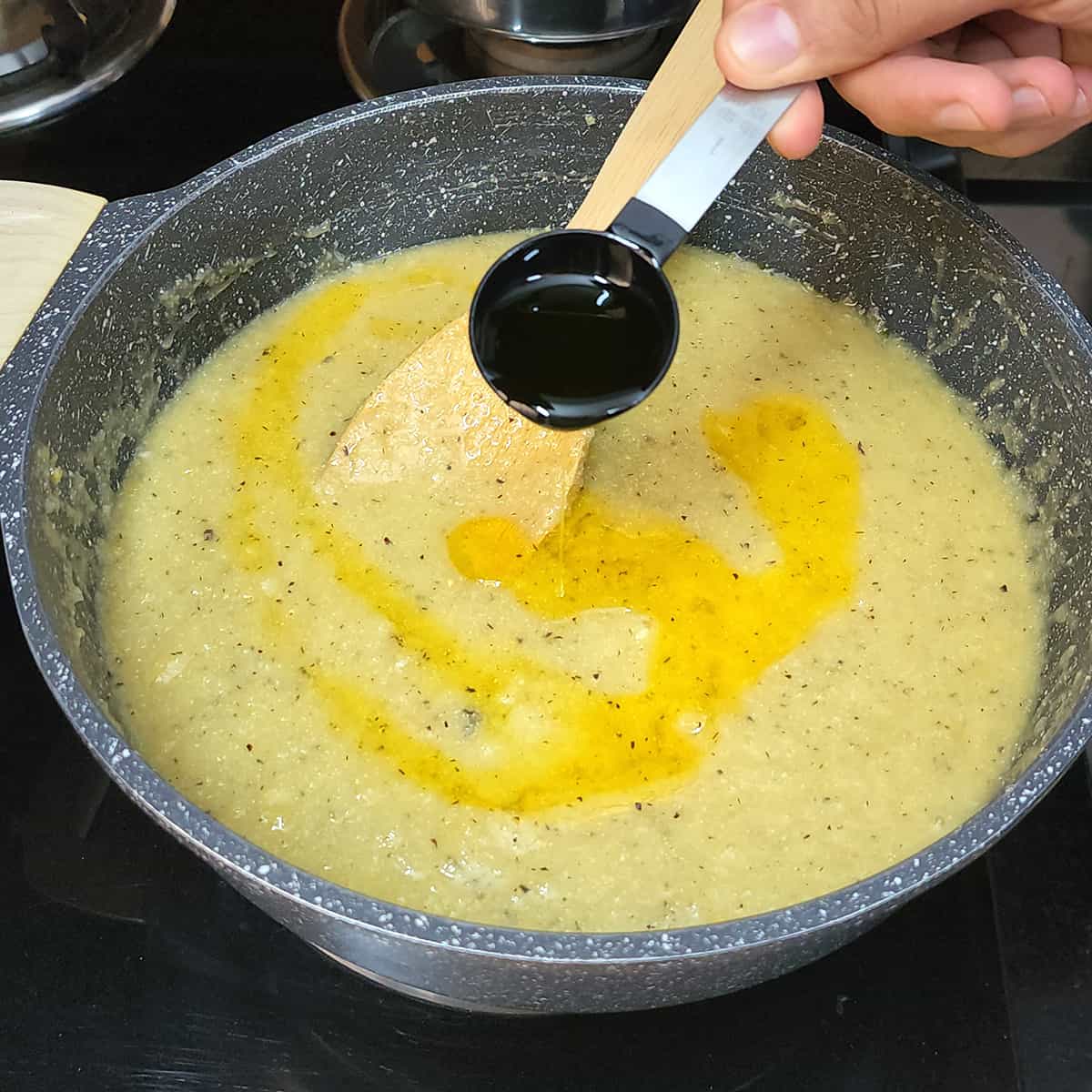 Add clarified butter (homemade ghee).
