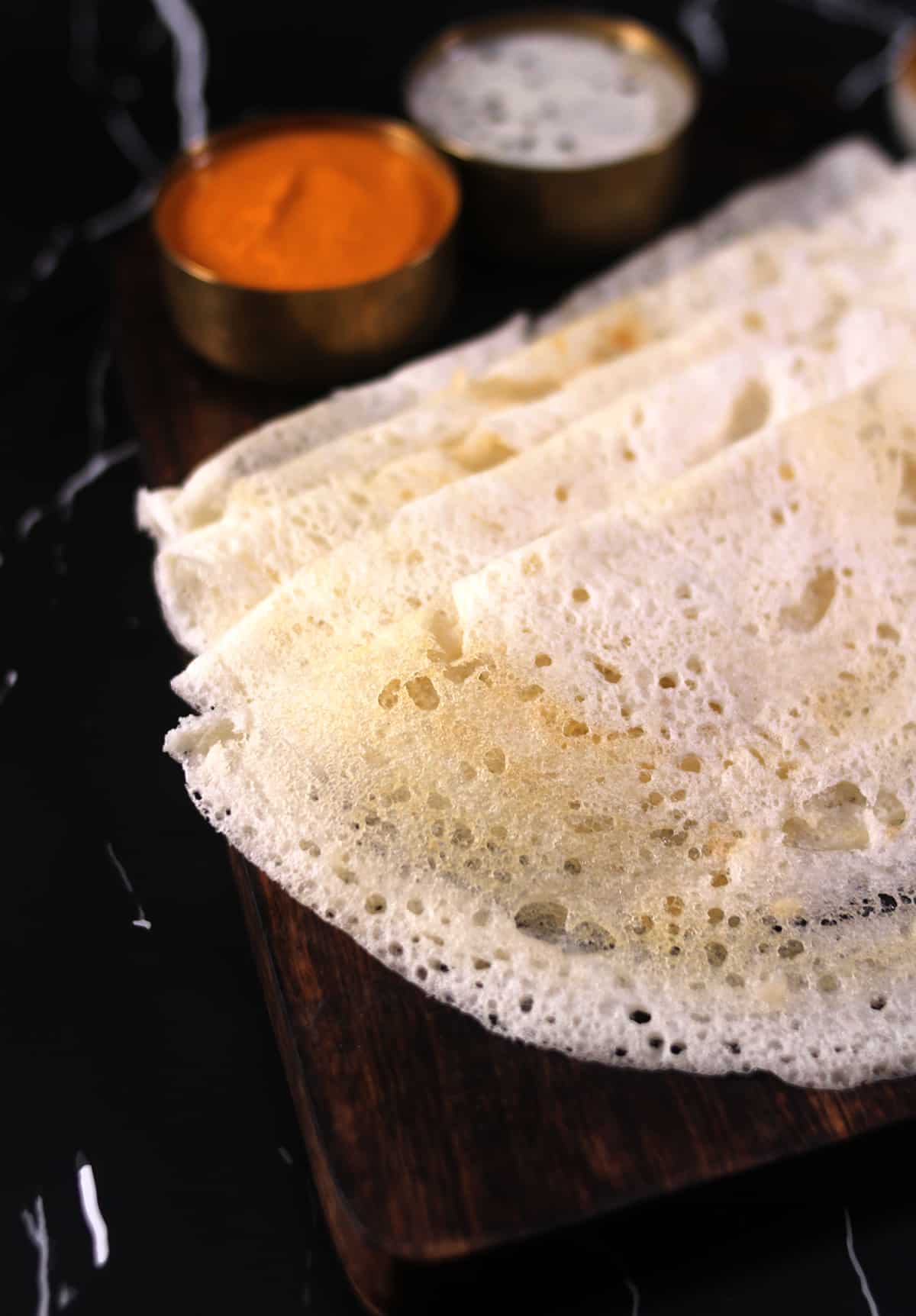 Classic and easy South Indian dosa recipe made with 2 ingredients, served with coconut chutney. 