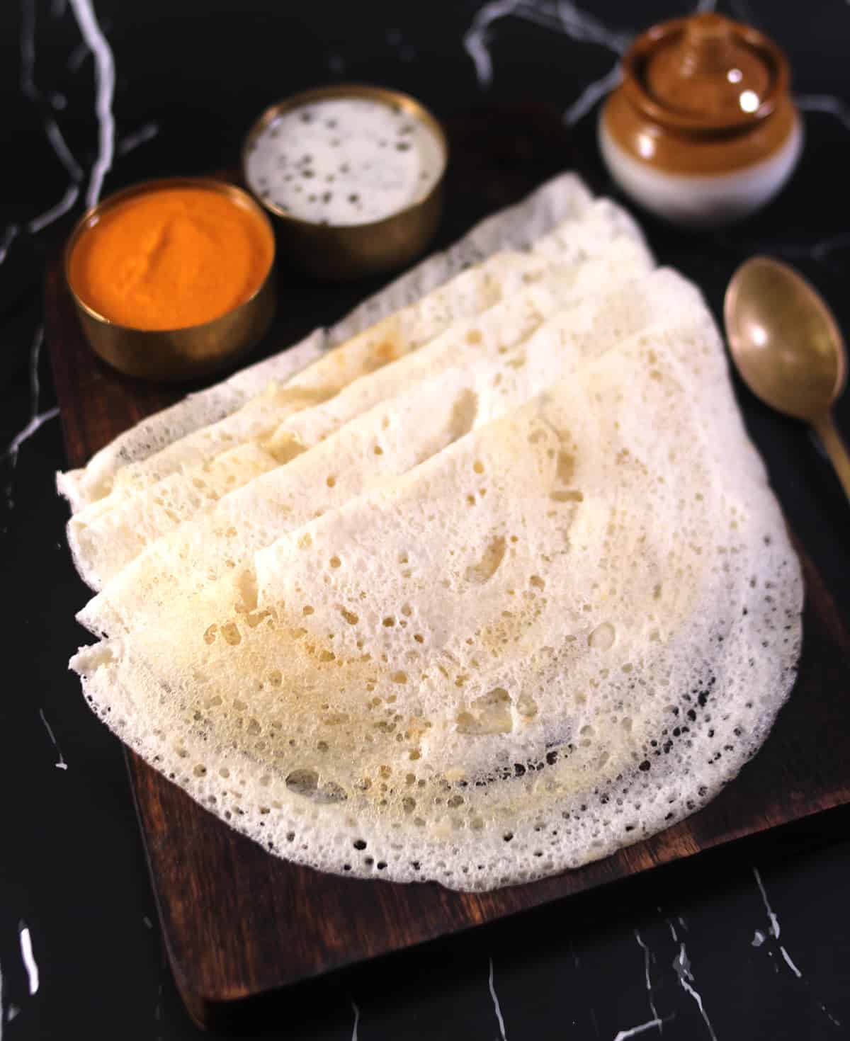 Easy dosa - classic Indian breakfast recipe served with traditional chutney. 