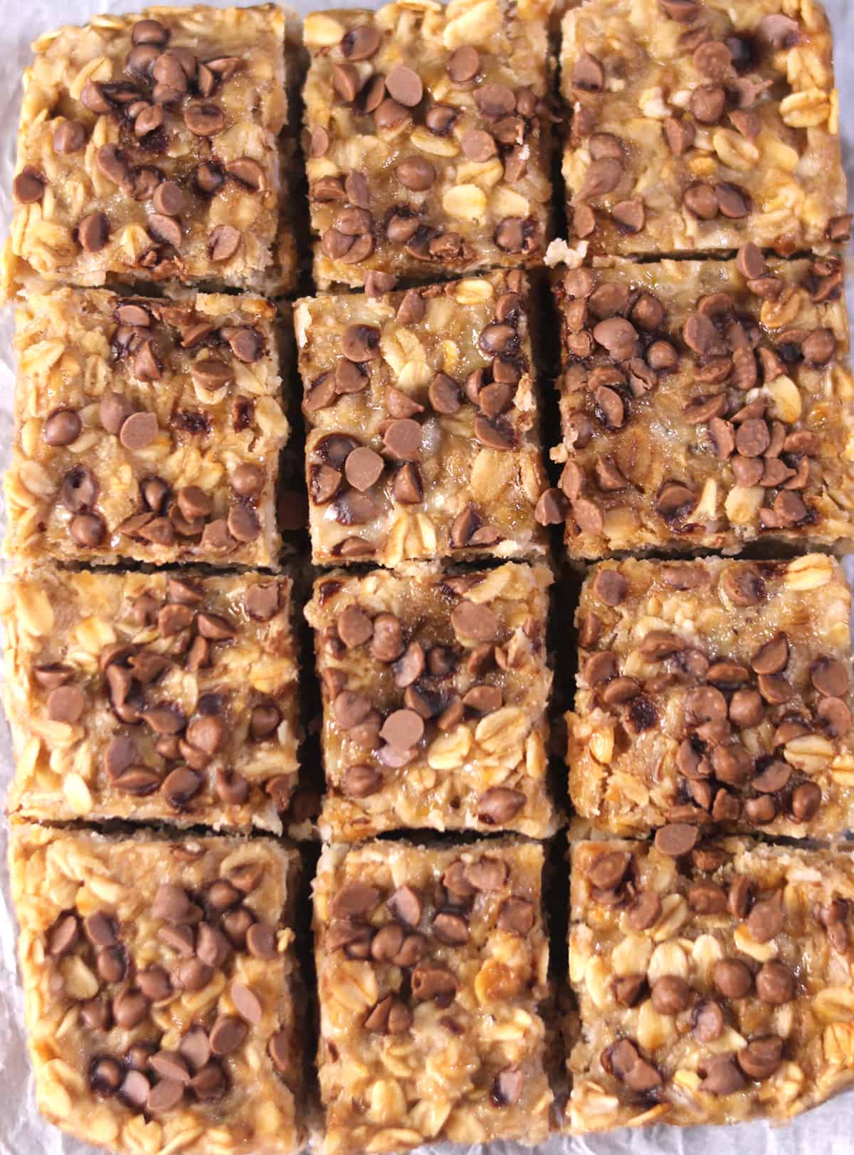 Vegan & gluten-free, simple and freezer-friendly banana oatmeal peanut butter breakfast bars. 