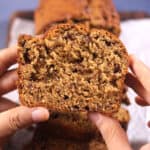 The best peanut butter banana bread loaf recipe with chocolate chips.