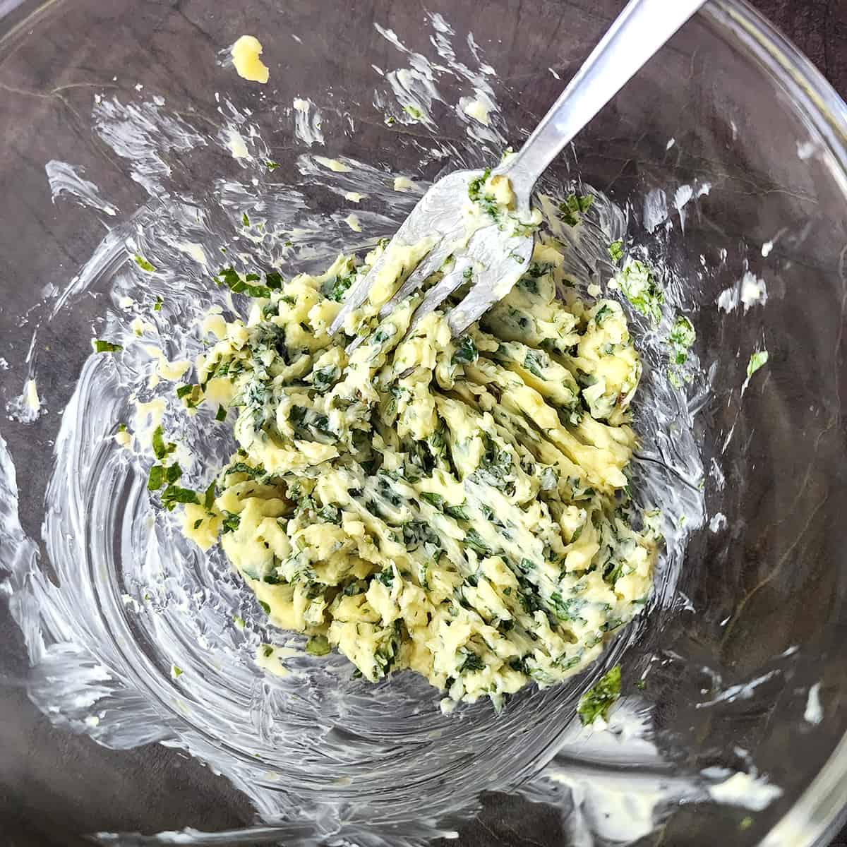 Making of herb butter, 