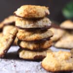 stack of best homemade coconut macaroons recipe | easy macaroons with egg and condensed milk.