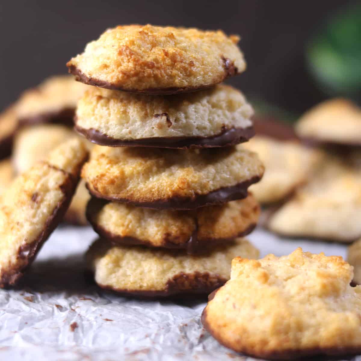 stack of best homemade coconut macaroons recipe | easy macaroons with egg and condensed milk. 