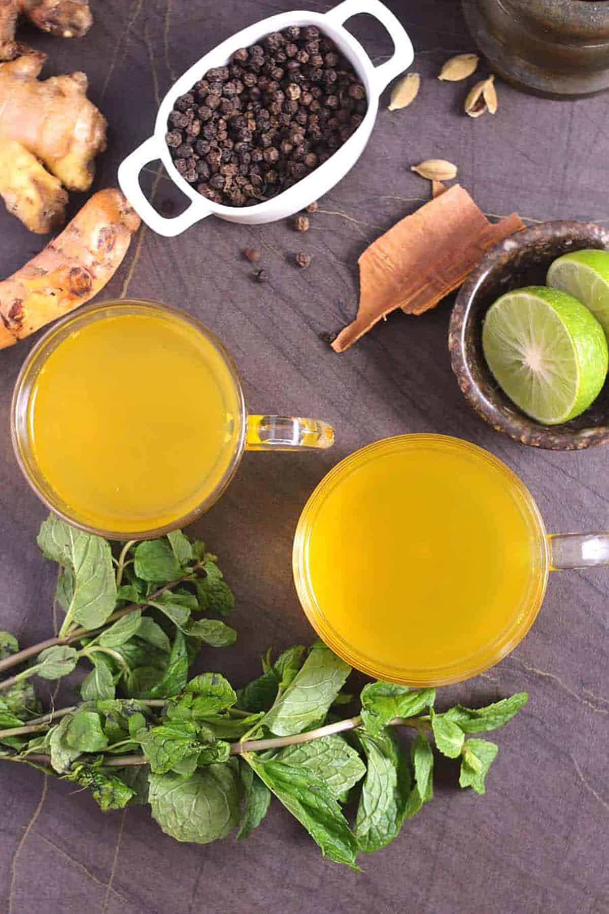 Best Turmeric Ginger Tea Recipe | Herbal Tea | Indian kadha (kashayam), Ginger cinnamon lemon tea. 