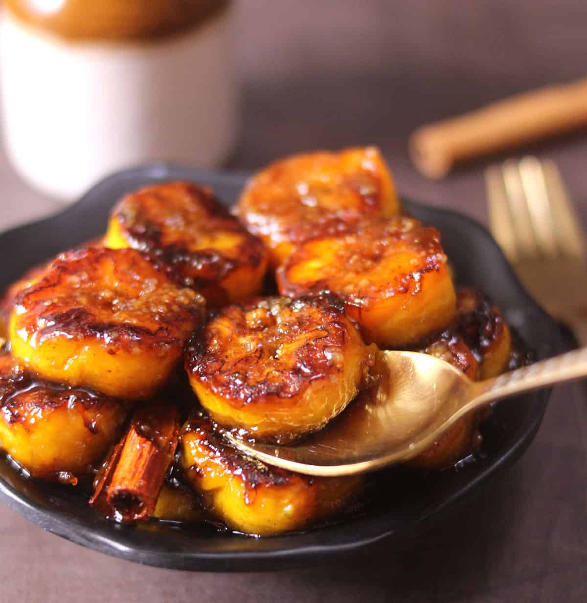 Best caramelized plantains or caramelized banana foster. Ripe plantains or banana recipe. 