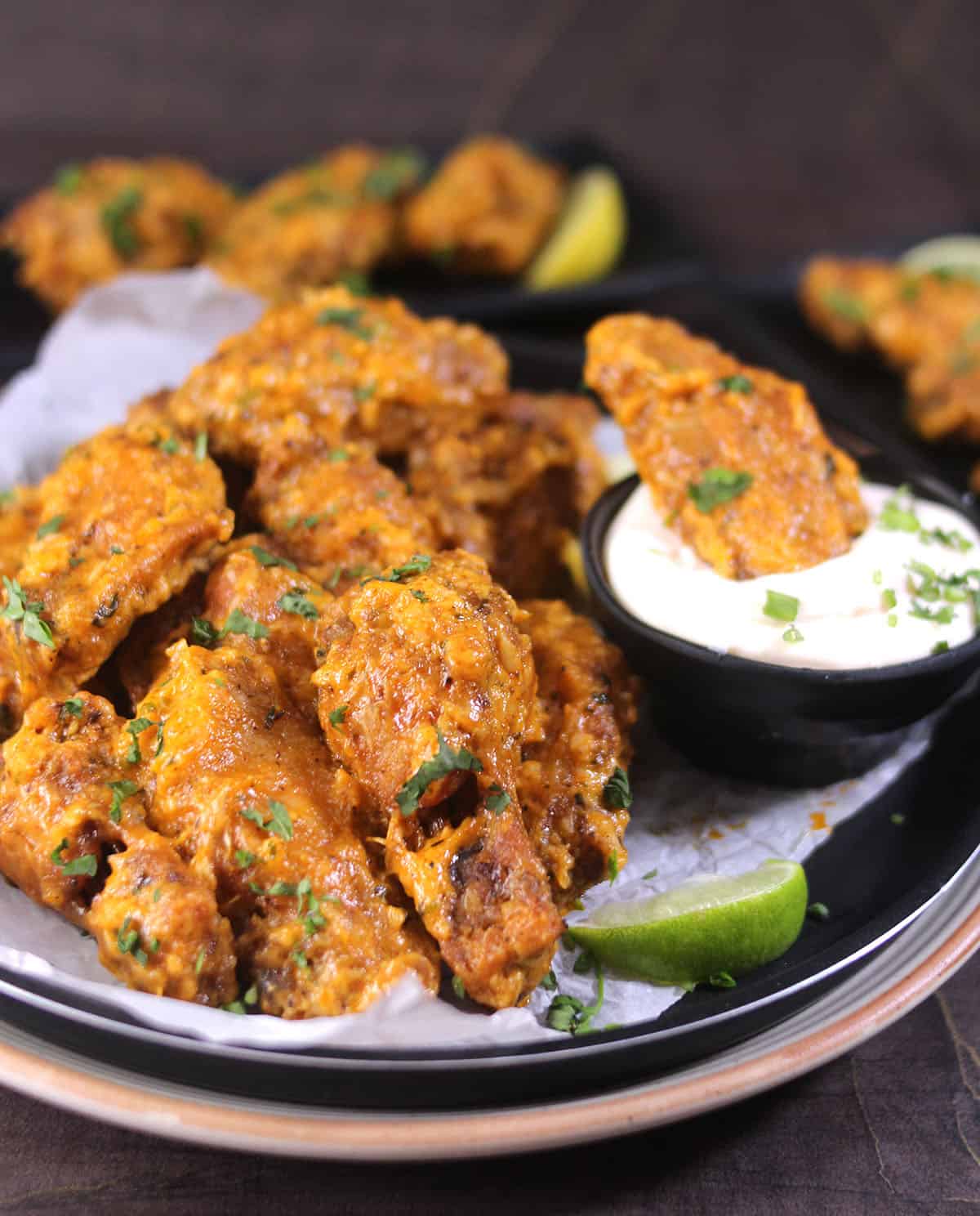 Crispy fried Garlic chicken wings | Best chicken appetizer for parties, super bowl game night.