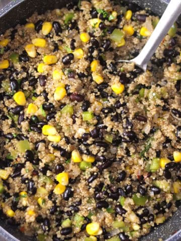 Quinoa Black Bean Salad Recipe | Best Mexican Quinoa as a meal or side or for lunchbox.