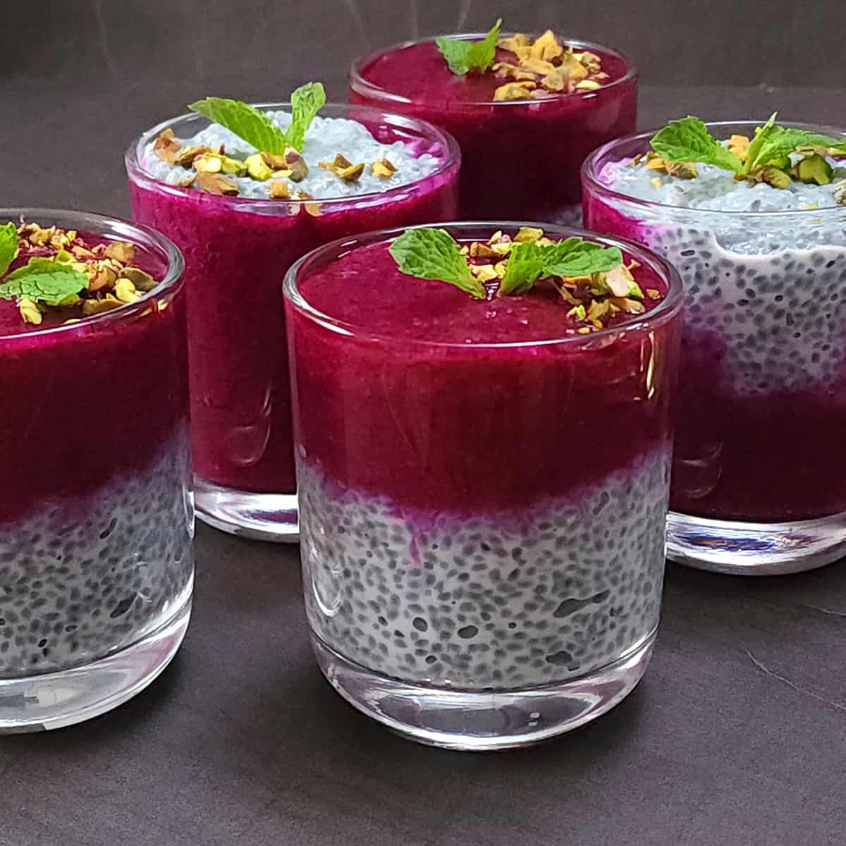 Weight loss basil seed pudding with dragon fruit. Chia seed pudding recipe.