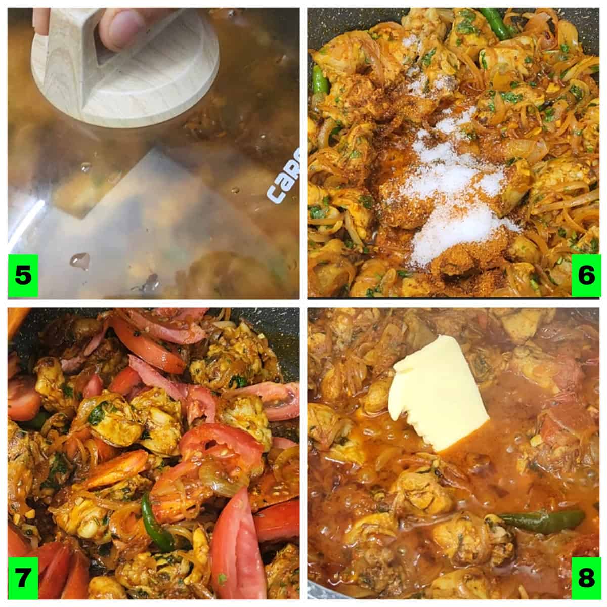 Making of chicken karahi recipe, restaurant style. 