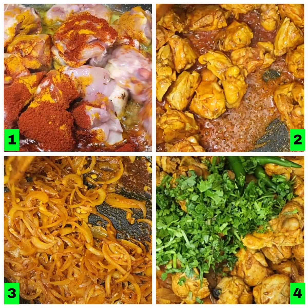 Making of kadai chicken curry recipe. 