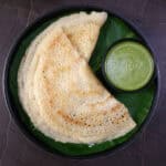 Crispy sabudana millet dosa recipe with spicy green chutney.