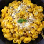 Creamy pumpkin pasta with roasted pumpkin sauce. Easy fall, Halloween and Thanksgiving recipe.