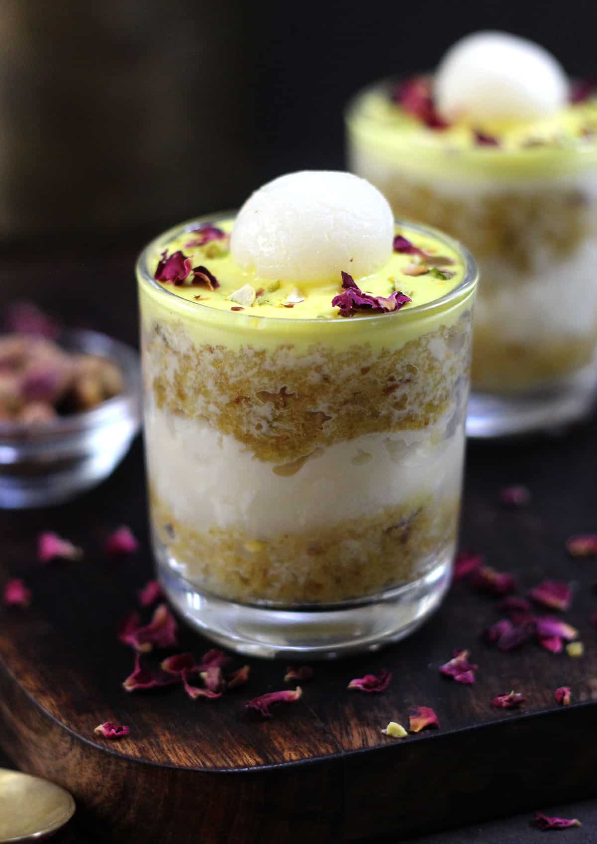 Tres leches rasgulla cake jars - no bake fusion dessert recipe. 