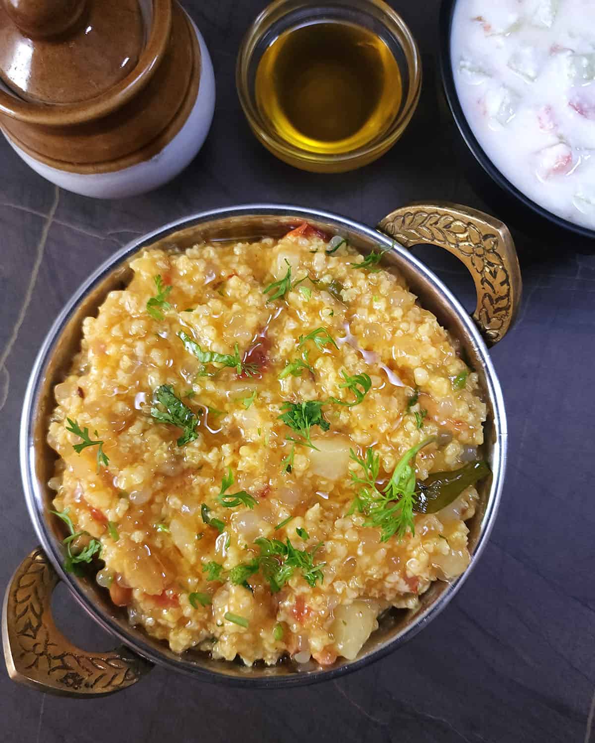 Sabudana millet khichdi - Easy one pot vegetarian and gluten free meal recipe. 