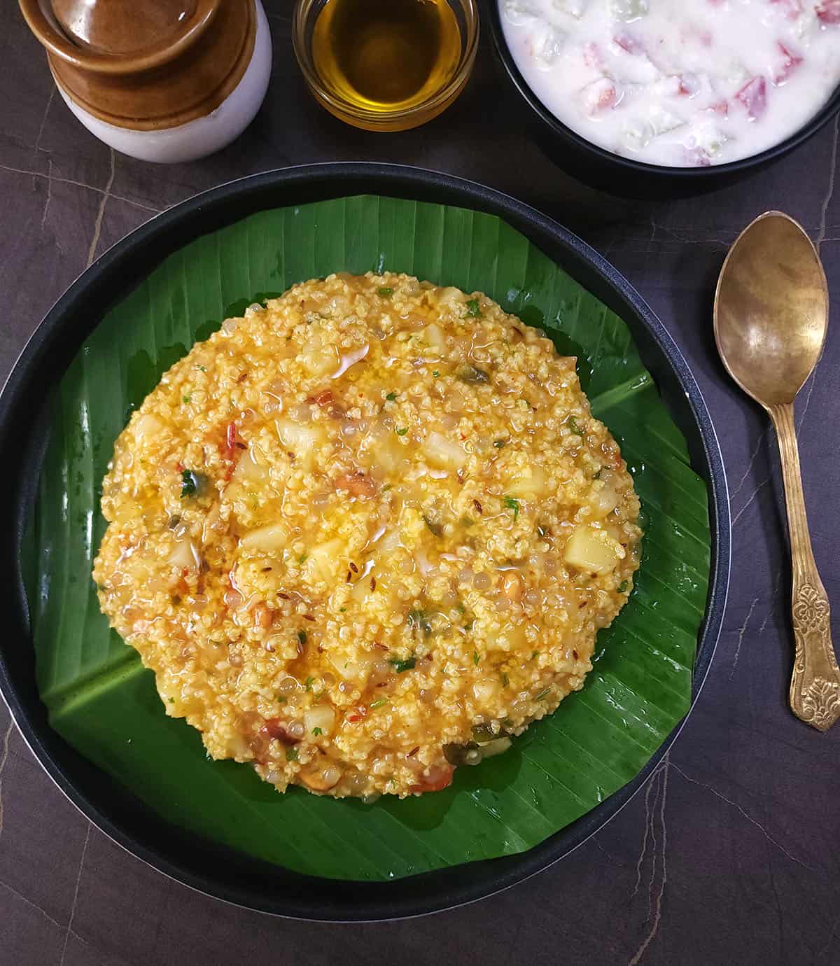 Indian khichdi recipe with sabudana and millet. One pot satvik no onion no garlic khichdi recipe. 