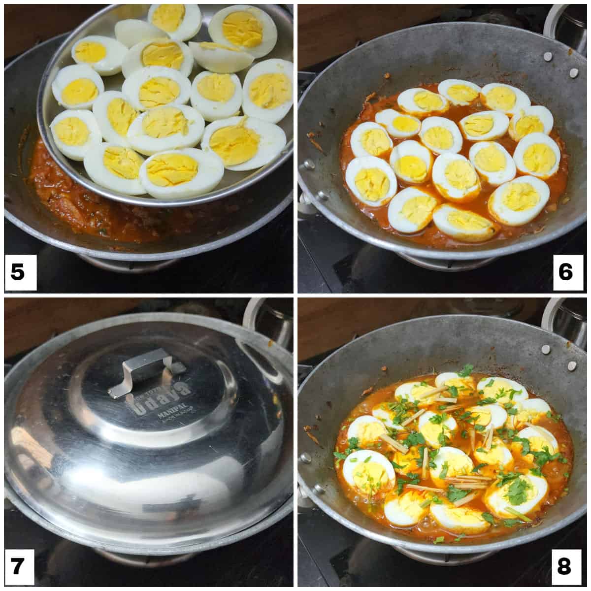 Making of egg karahi side dish for lunch and dinner. 