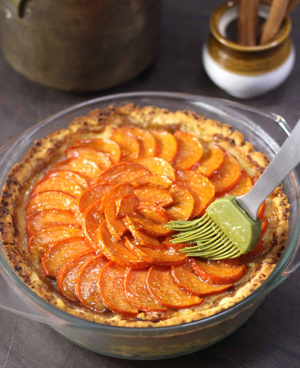 Persimmon custard pie - Classic dessert for winter and fall gatherings. 