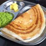 Crispy sprouted wheat dosa with spicy green chutney. Indian breakfast recipe. Dosa without rice.