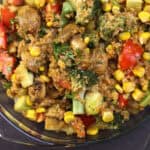 Quinoa Salad with Mushrooms & Roasted Garlic Vinaigrette - plant-based wholesome meal or side dish.