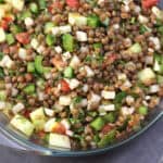 Easy Vegan Red Lentil Salad Recipe with Lemon Dressing | Plant-based, protein packed, meal prep ideas.