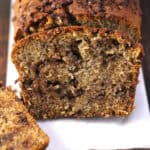 Moist chocolate chip banana bread | banana loaf cake | sweet bread for breakfast, snack, or gift.