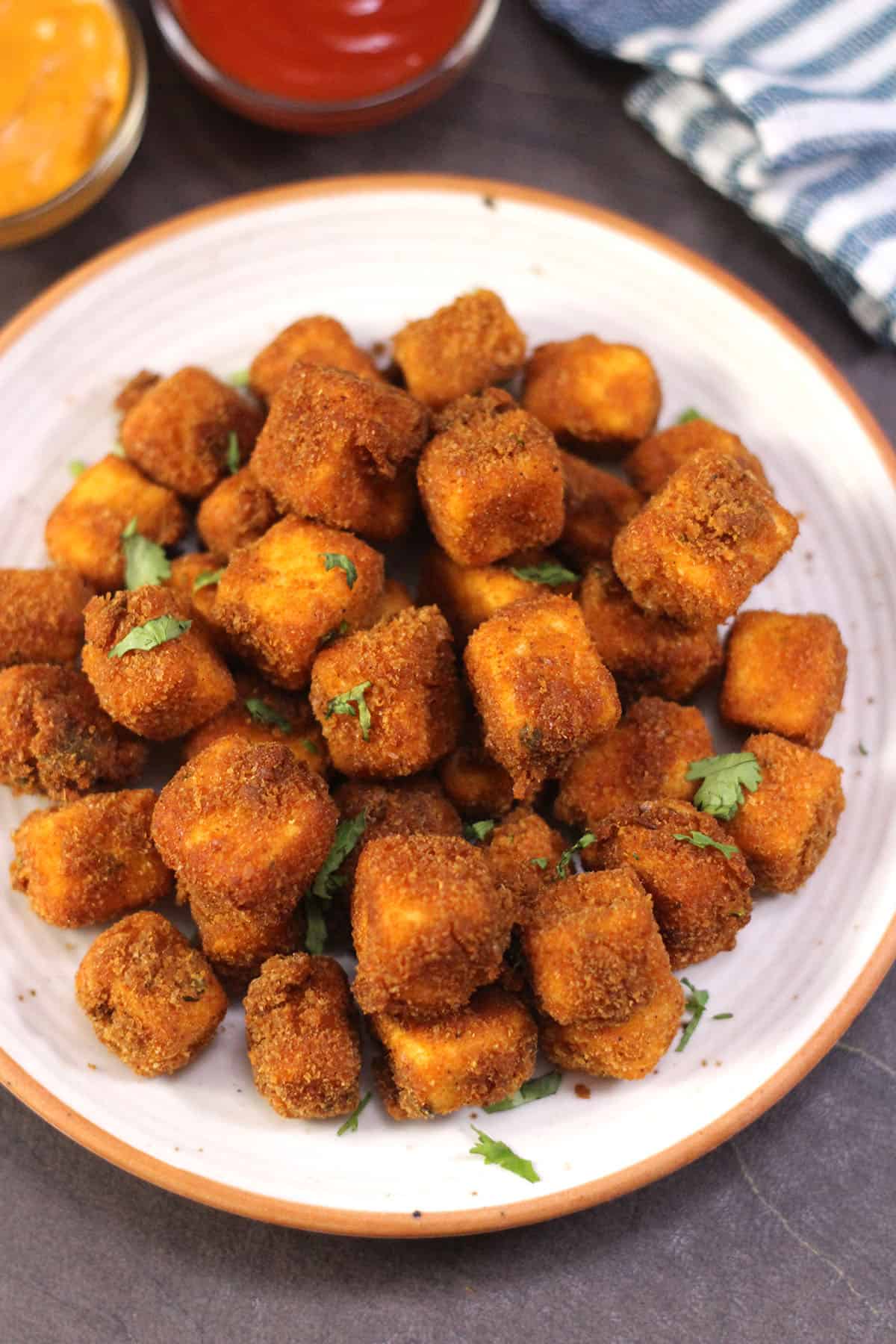 Crispy paneer popcorn or veggie nuggets - best paneer snack or appetizer for party.
