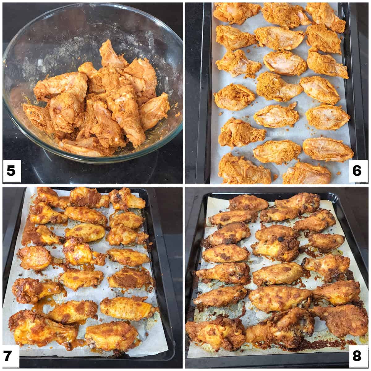 Baking crispy chicken wings.