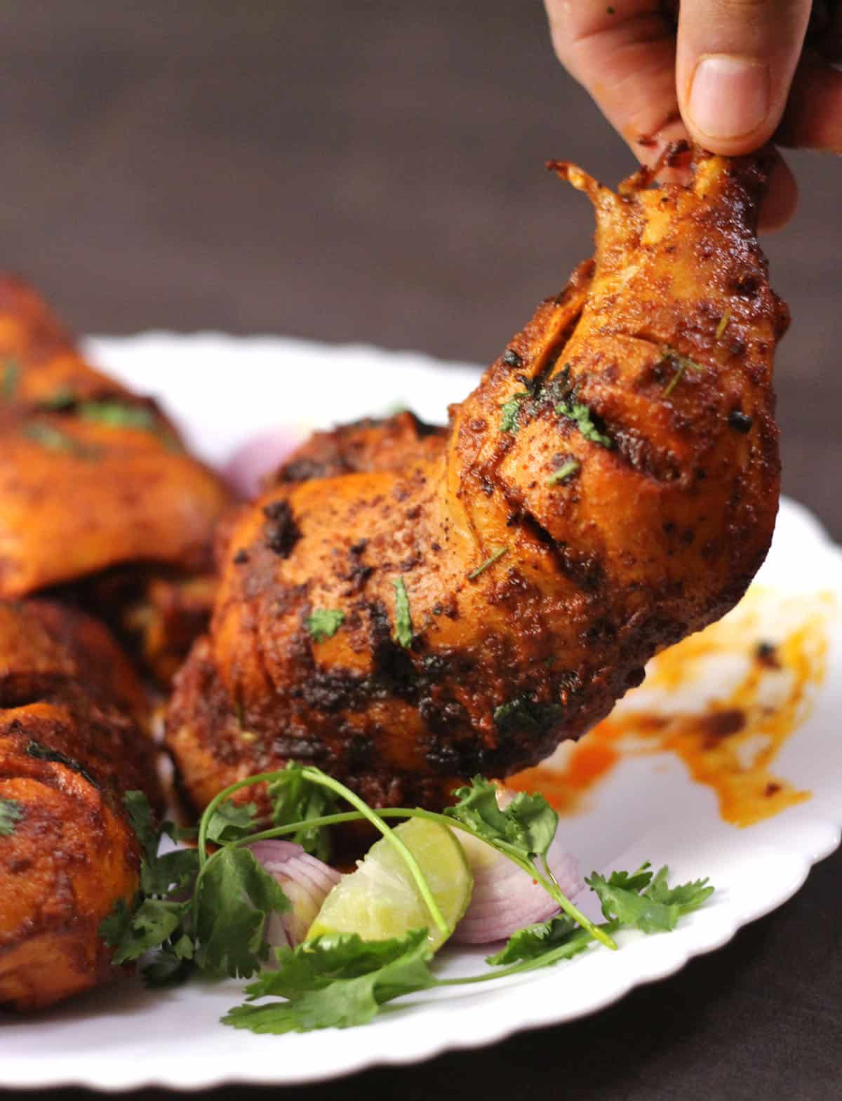 Homemade restaurant-style tandoori chicken recipe | Spicy tangdi kebab.