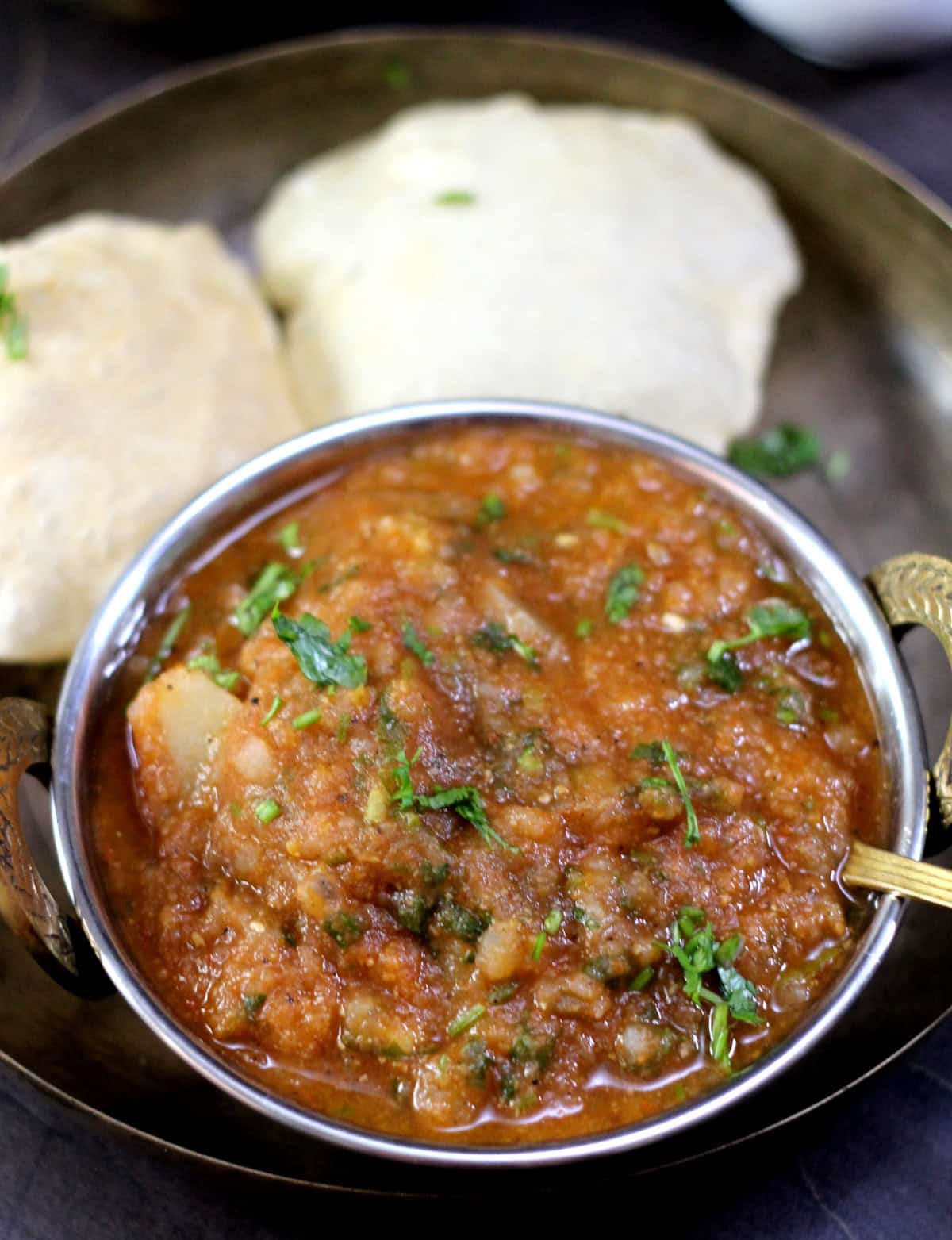 Potato Bhaji | Aloo Sabzi or Aloo Masala served with Poori.