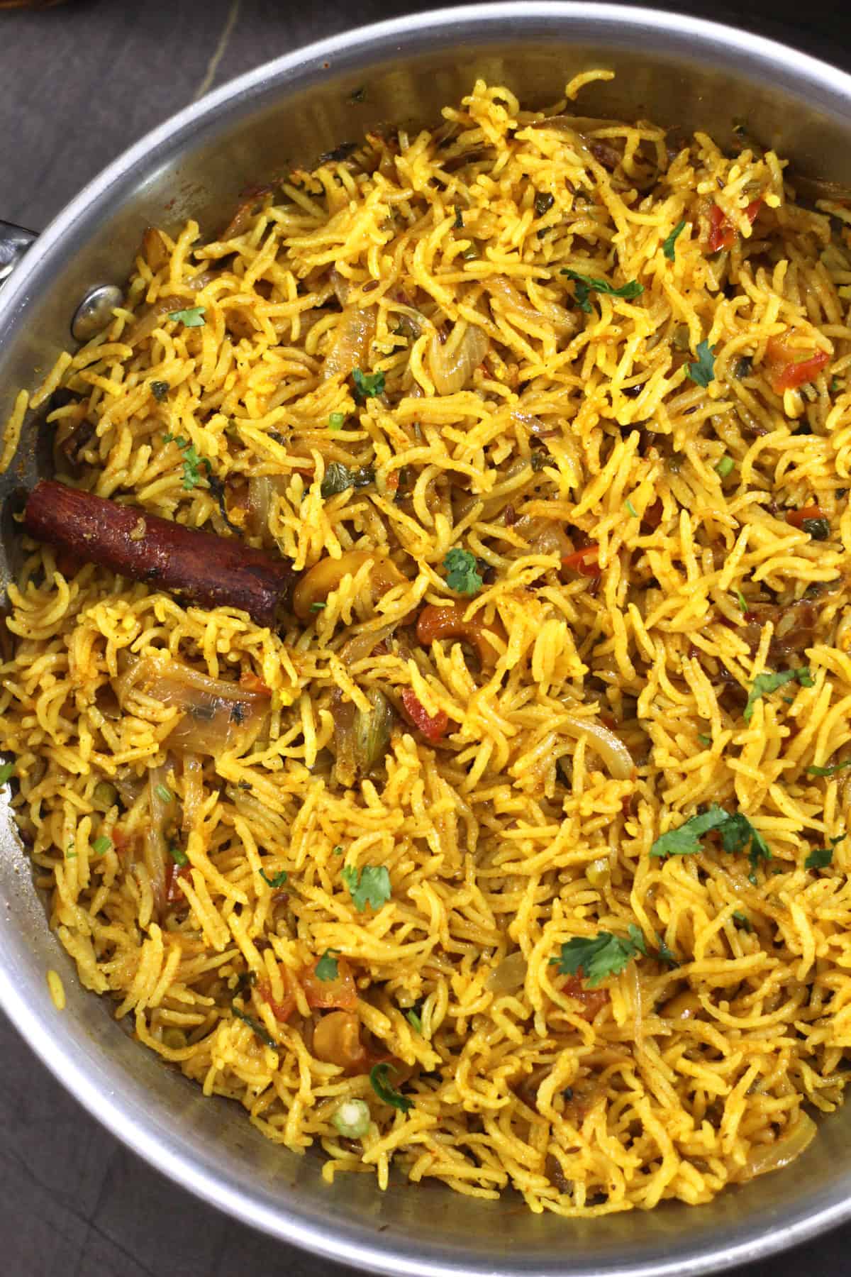 Biryani Rice Recipe (Kuska Rice) - One-pot Basmati Indian rice dish without meat or vegetables.