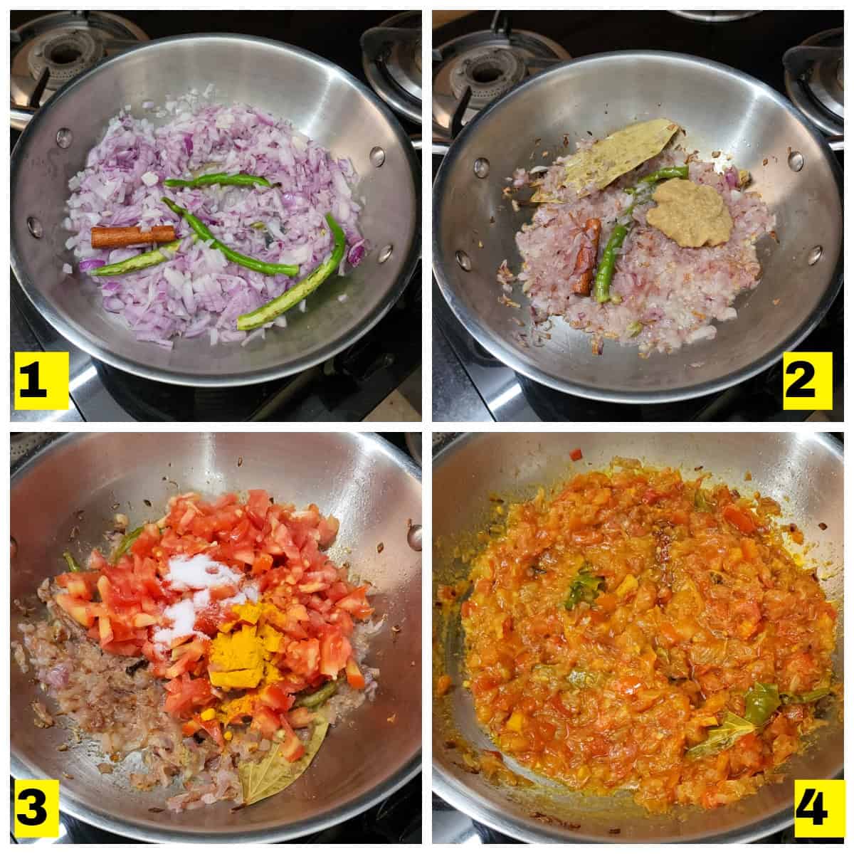 Making of curry sauce for chicken at home.