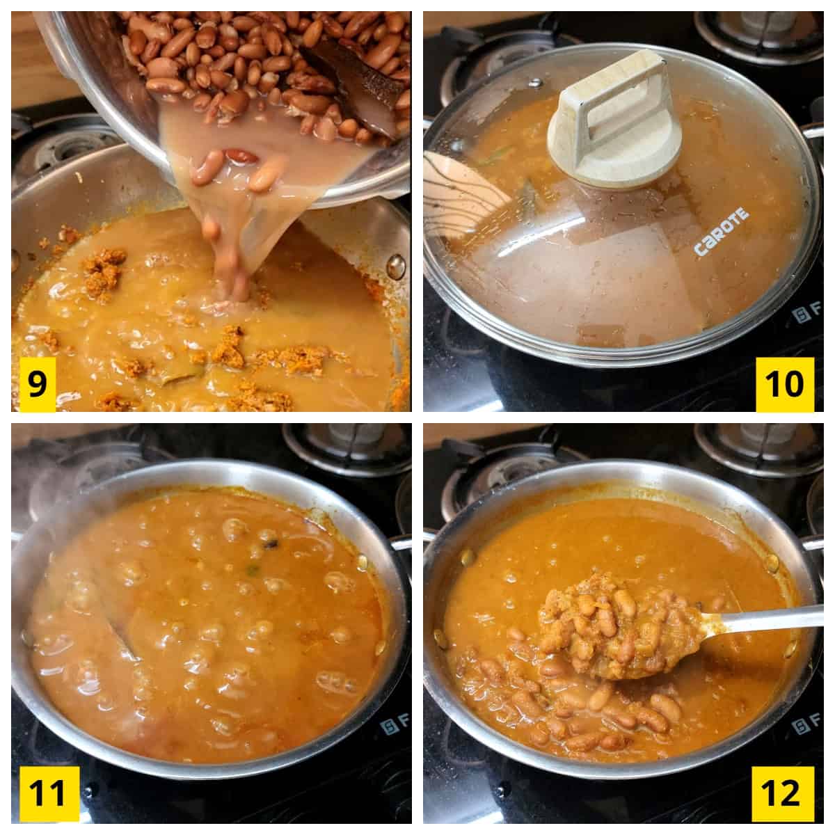 Making of vegan and vegetarian kidney bean recipe.