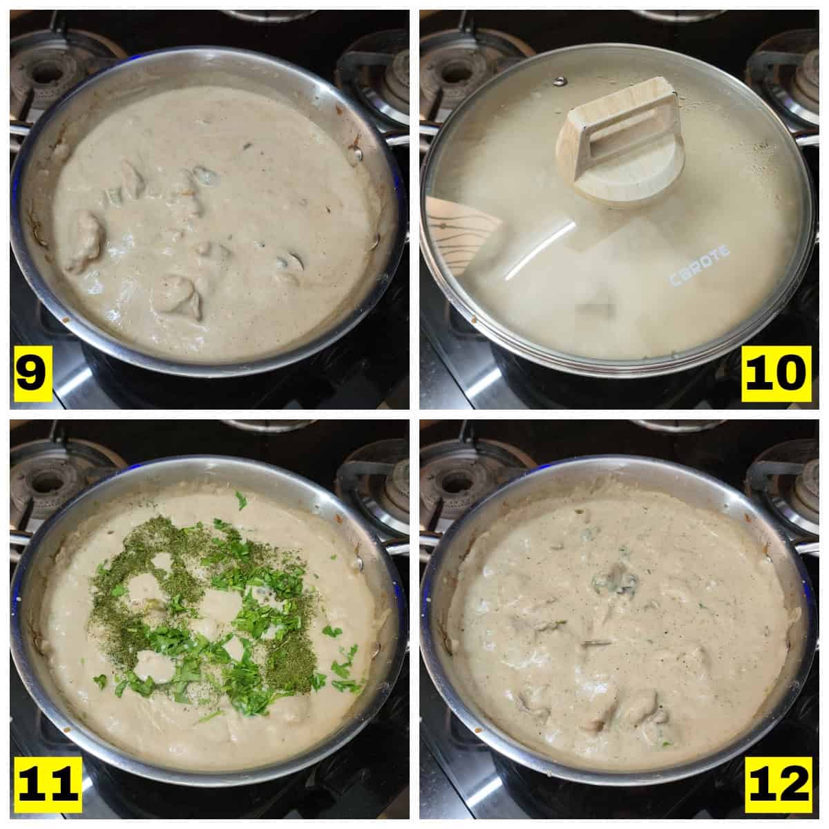 Making of creamy white gravy for chicken.