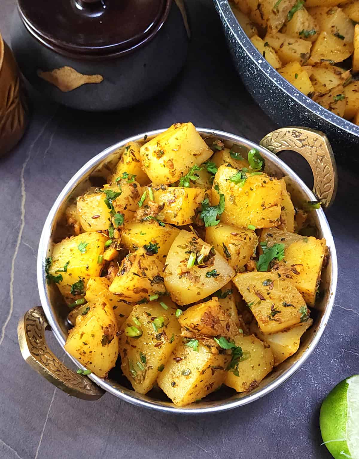 Jeera Aloo, Indian style potato fry or aloo sabzi - easy side dish for vegetarian, vegan meal.