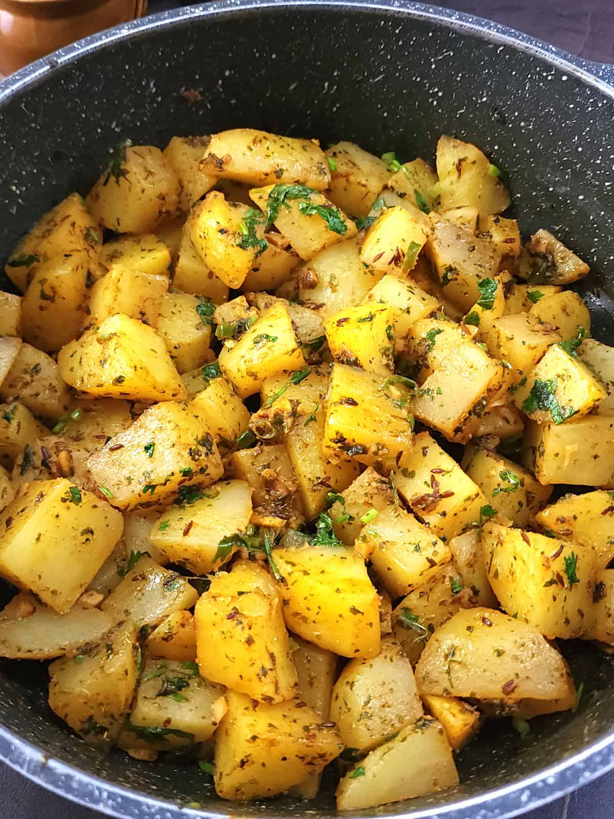 Aloo Jeera Recipe - Cumin Roasted Potatoes. Simple and easy potato side dish for lunch and dinner. 