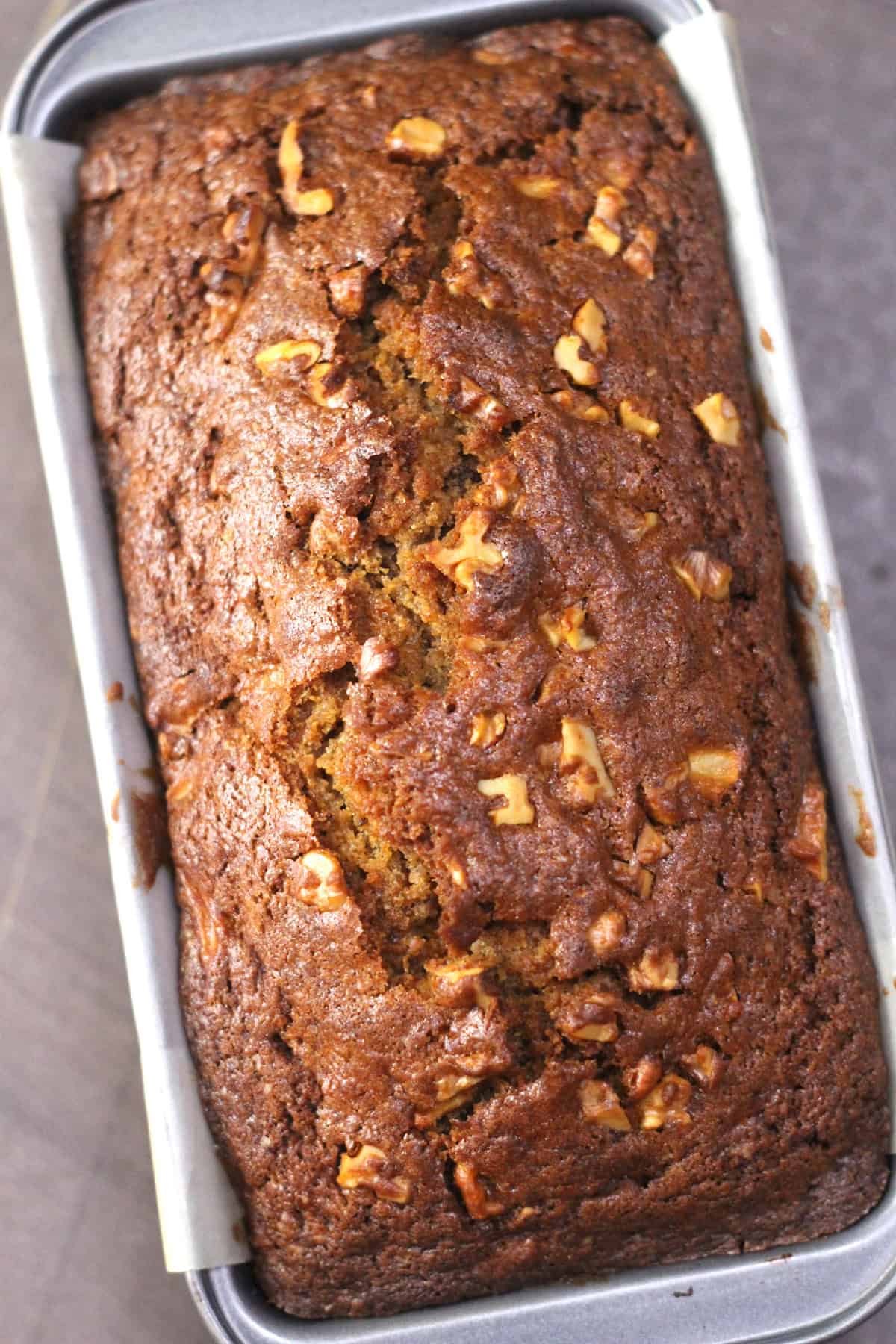 Loaf of apple walnut cake | quick and easy sweet bread recipe.