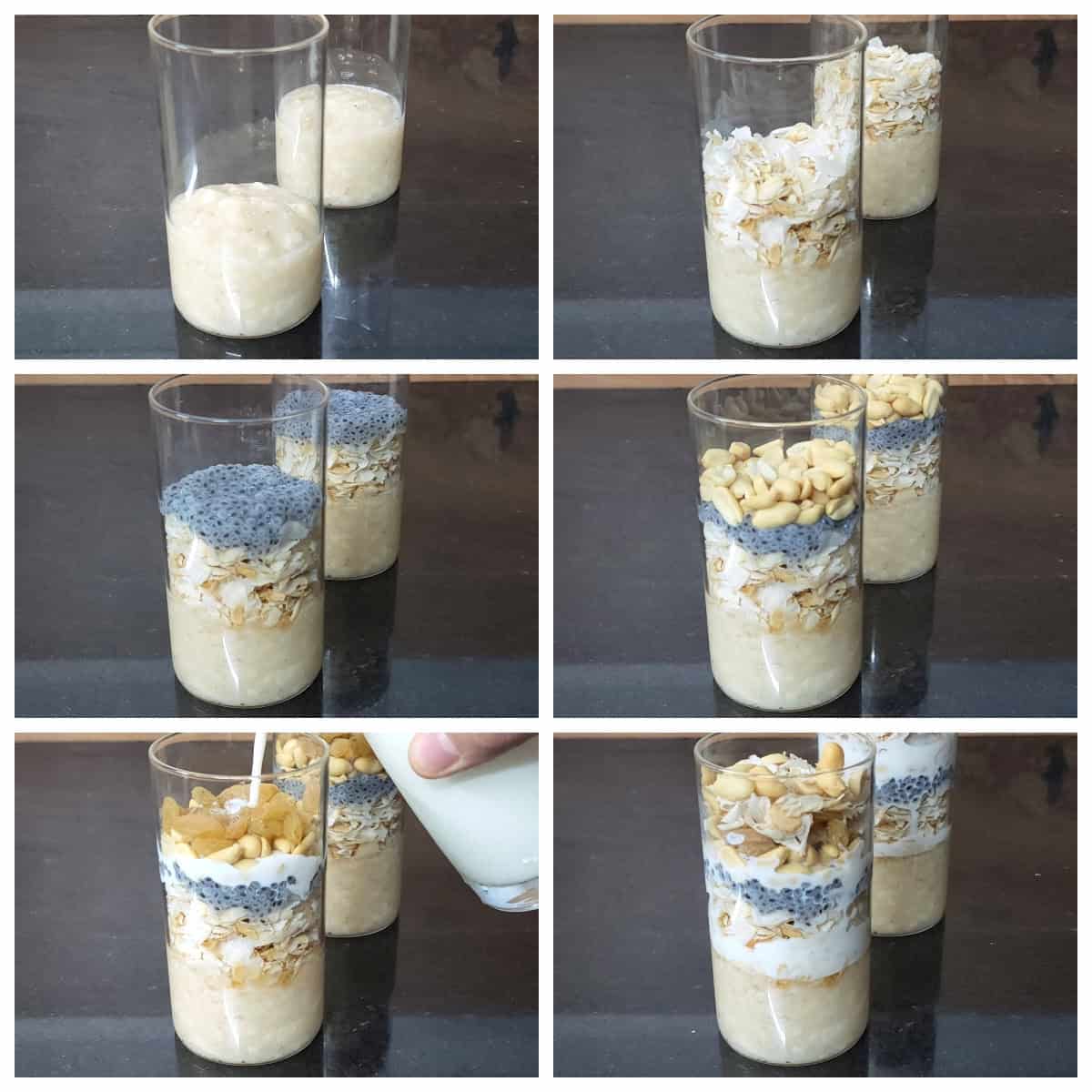 Assemble street style poha banana milk drink.